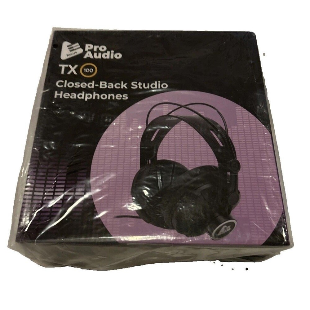 FocusProAudio TX-100 Closed-Back Studio Monitor Headphones Black Wired NEW